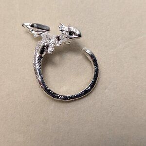 New!  Silvertone Flying Dragon Ring Size 7 (Can Adjust a bit)